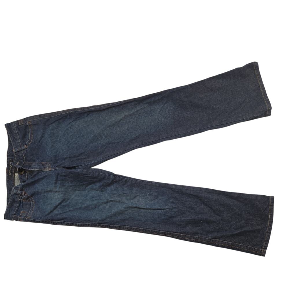 Calvin Klein Flare Jeans Size 10 Blue Mid Rise Dark Wash Slim Fit Style WG47A63R